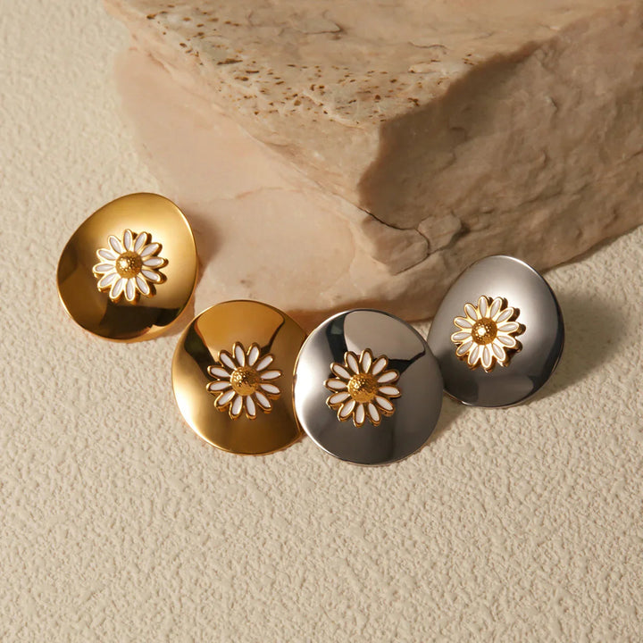 Gold-Plated Floral Stud Earrings for Women