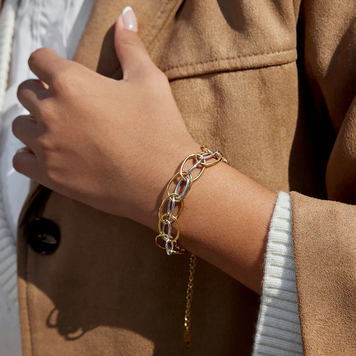 Gold Plated Two-Tone Multi Link Bracelet