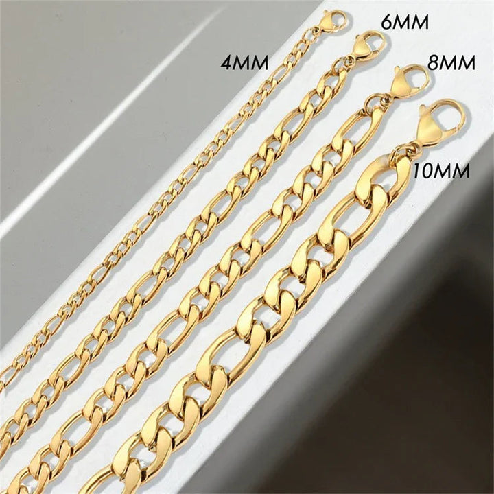 Gold-Plated Alternating Link Chain Necklace