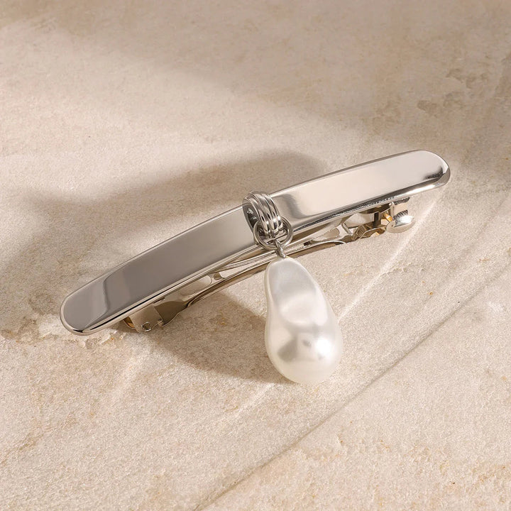 Gold-Plated Faux Pearl Hair Clip