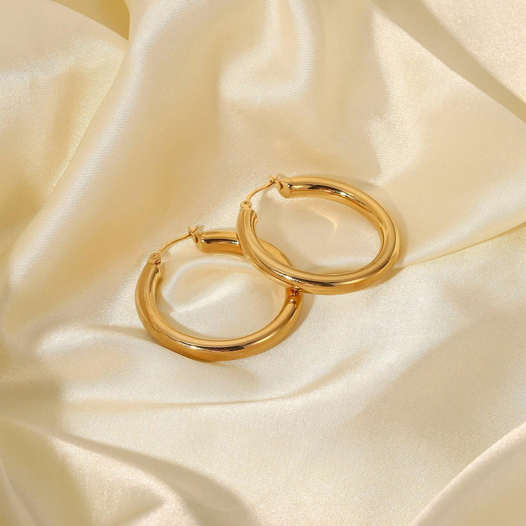 Gold-Plated Wide Hoop Earrings