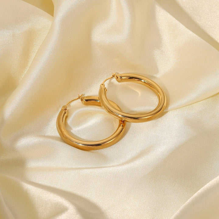 Gold-Plated Wide Hoop Earrings