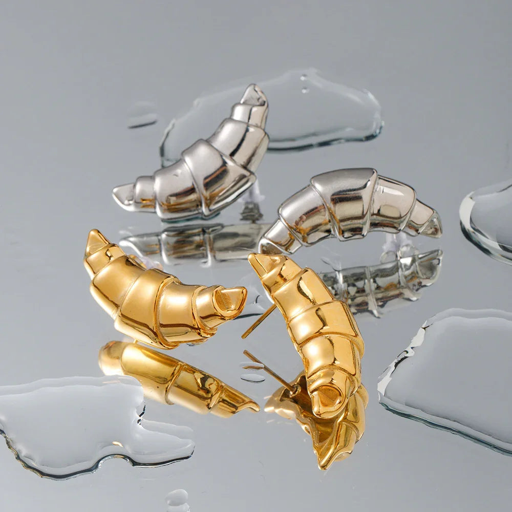 Gold-Plated Chunky Round Stud Earrings