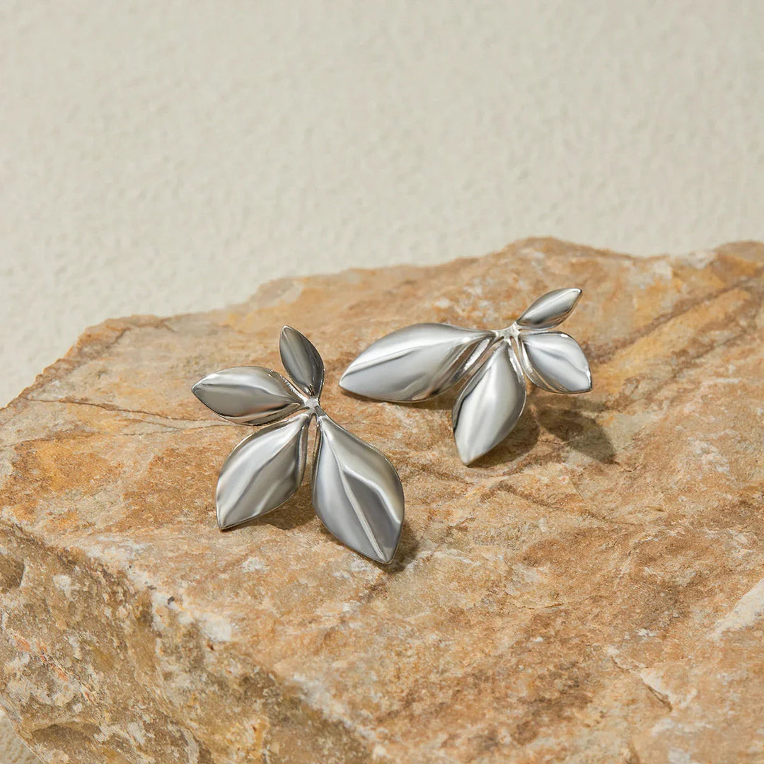 Gold Plated Statement Petal Stud Earrings