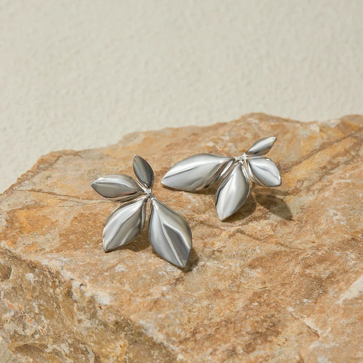 Gold Plated Statement Petal Stud Earrings