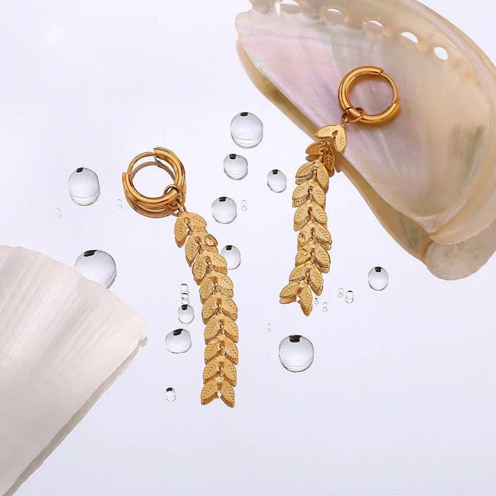 Gold-Plated Fishtail Drop Earrings For Women