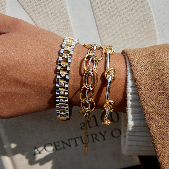 Gold Plated Two-Tone Multi Link Bracelet