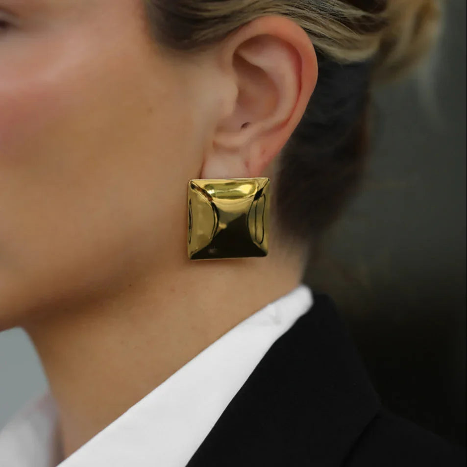 Gold-Plated Chunky Stud Earrings for Women