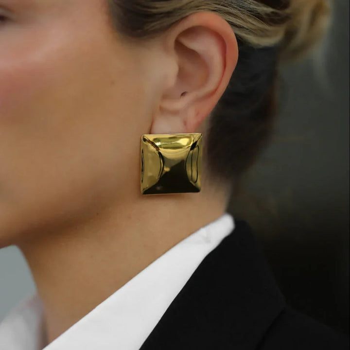Gold-Plated Chunky Stud Earrings for Women