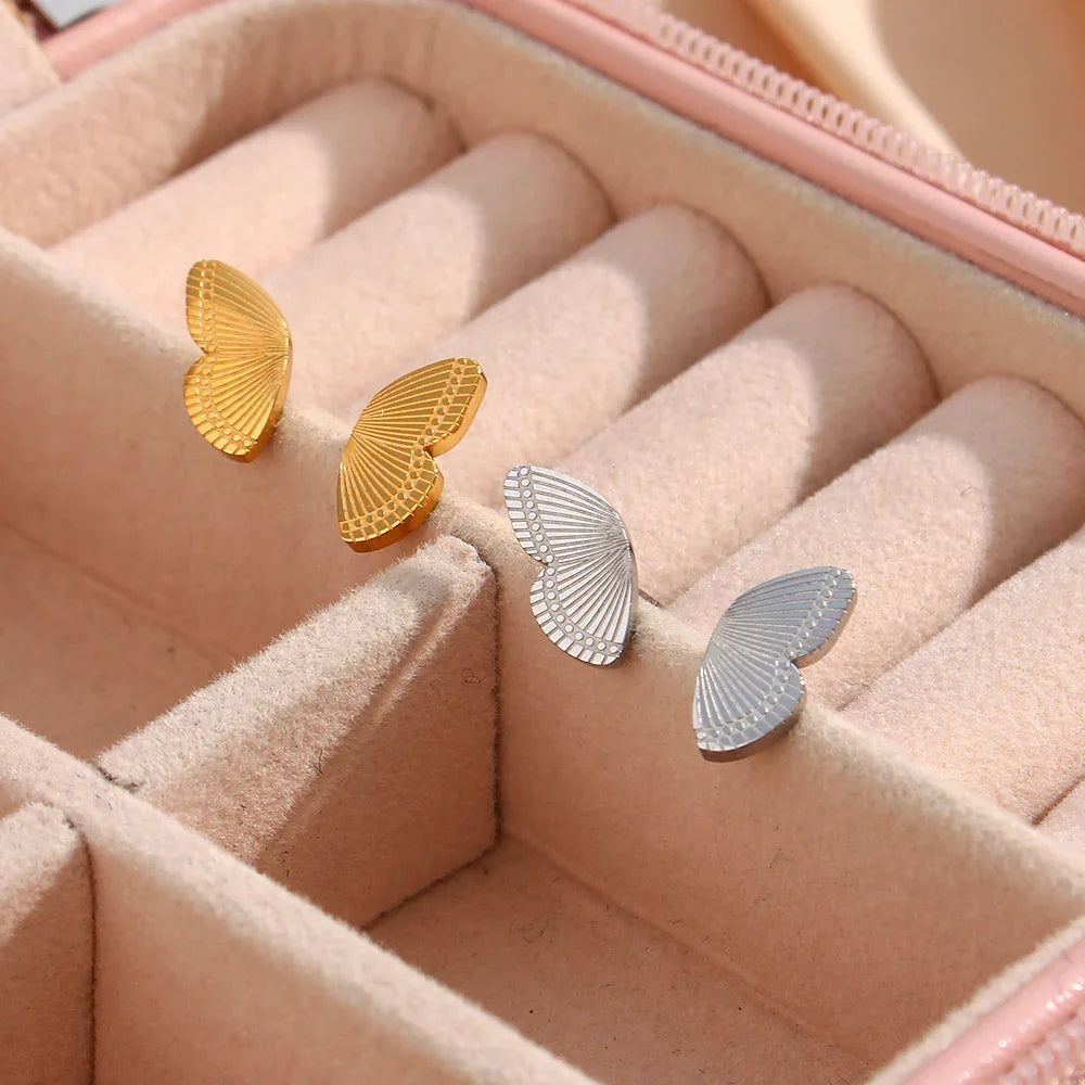 Gold-Plated Butterfly Stud Earrings For Women