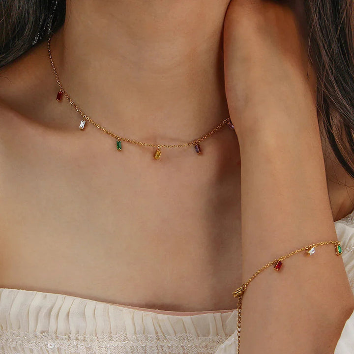 Gold-Plated Crystal Charm Bracelet for Women