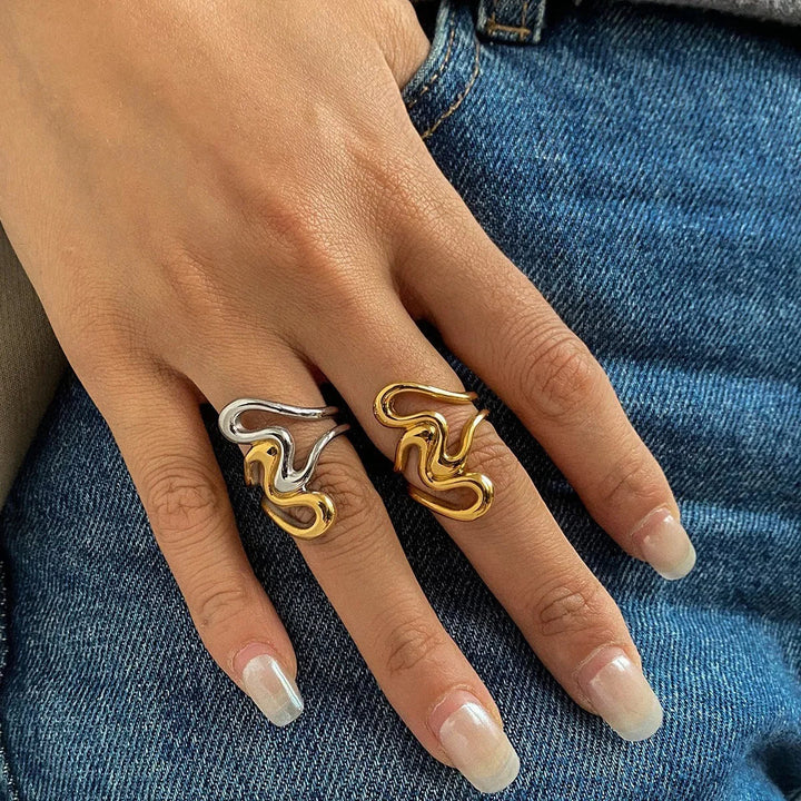 Gold-Plated Abstract Statement Ring for Women