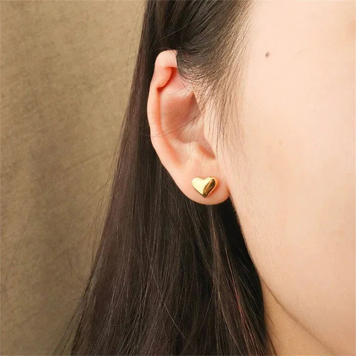 Gold-Plated Heart Stud Earrings for Women
