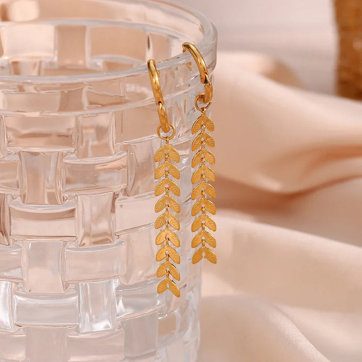 Gold-Plated Fishtail Drop Earrings For Women