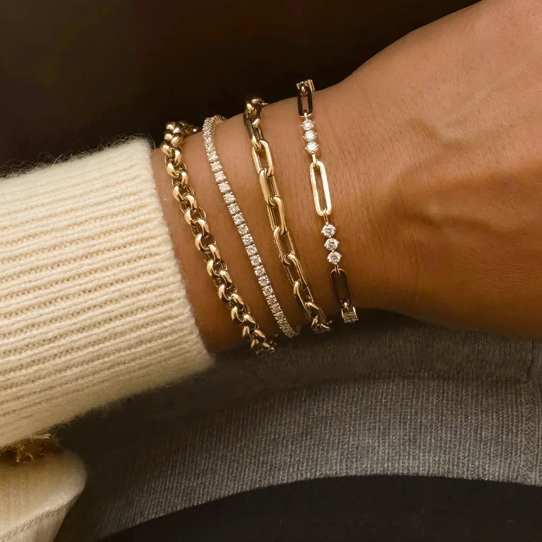 Gold Plated Cubic Zirconia Chain Bracelet for Women