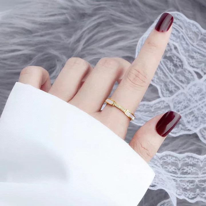 Gold-Plated Stainless Steel CZ Stackable Ring for Women