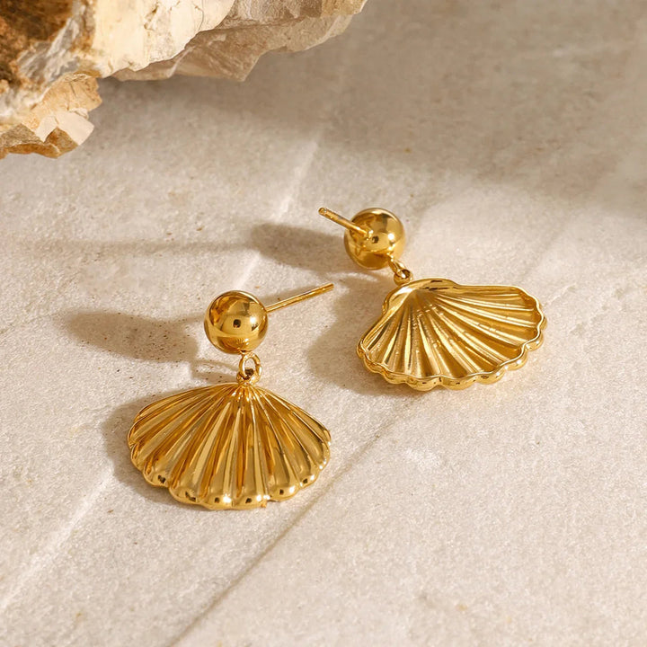 Gold-Plated Stainless Steel Shell Earrings
