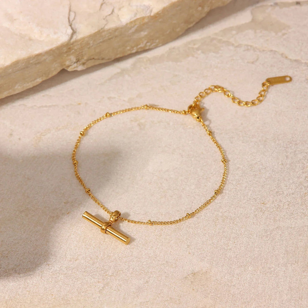 Gold-Plated Anklet with Delicate Chain Elegant and Timeless
