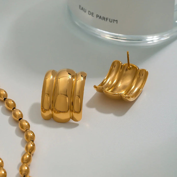 Gold-Plated Chunky Arch Earrings for Women