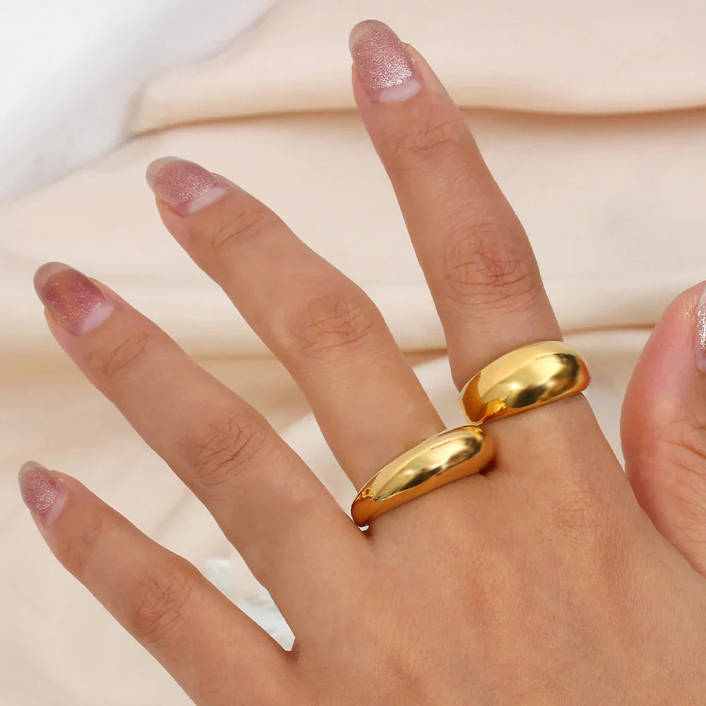 Gold-Plated Minimalist Dome Ring for Women