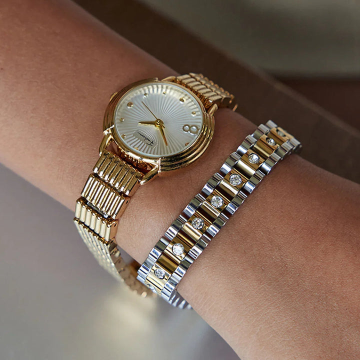 Gold-Plated Link Bracelet with CZ Diamond Simulants