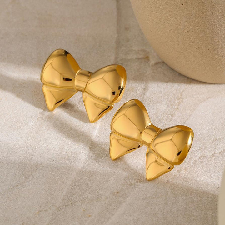Gold-Plated Bow Earrings