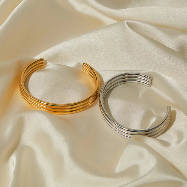 Gold-Plated Cuff Bracelet with multi-bangle design