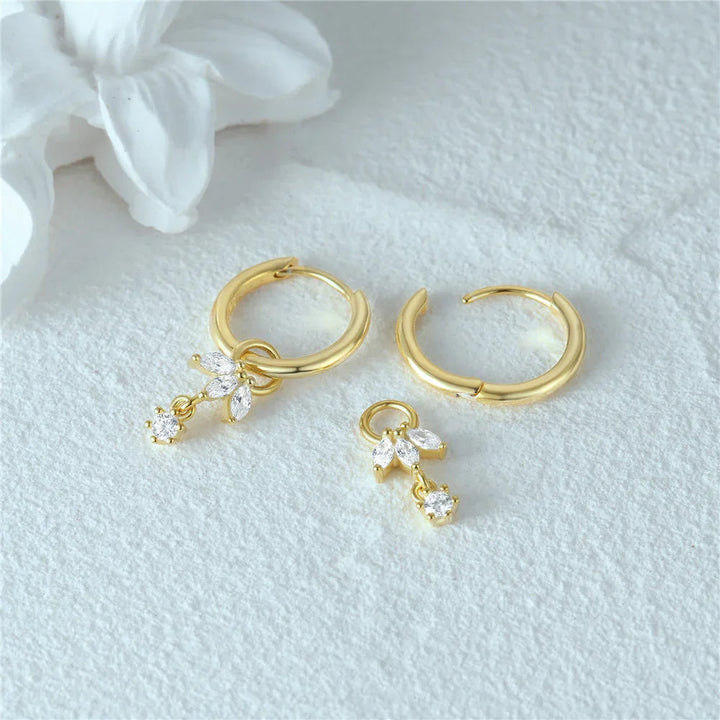 Gold-Plated Removable Charm Hoop Earrings
