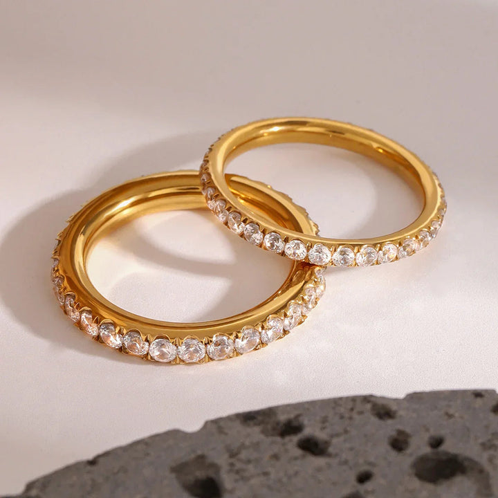 Gold-Plated CZ Stackable Ring for Women