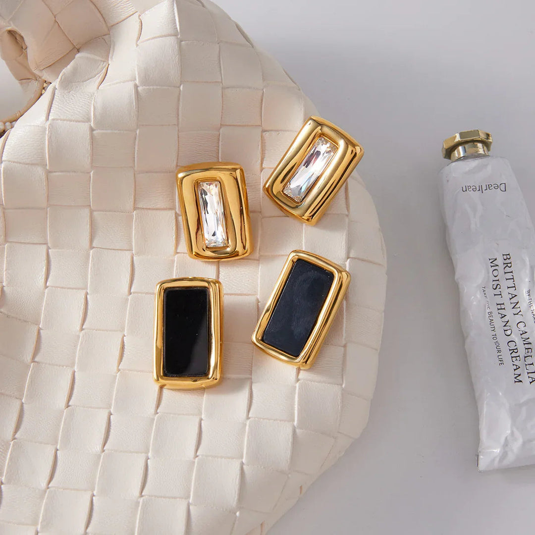 Gold Plated Geometric Enamel Earrings