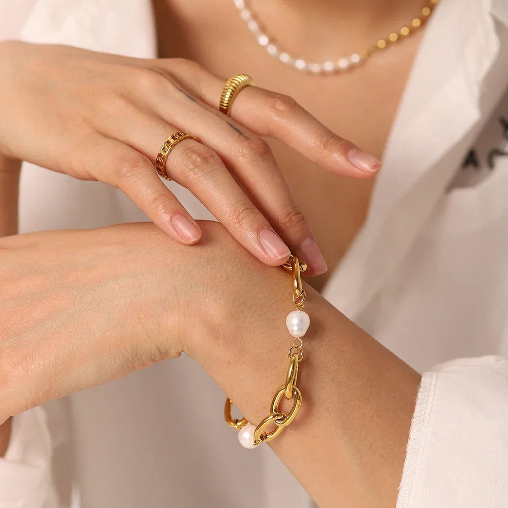 Gold-Plated Freshwater Pearl Bracelet