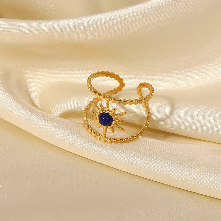 Gold-Plated Adjustable Ring with Celestial Star Design