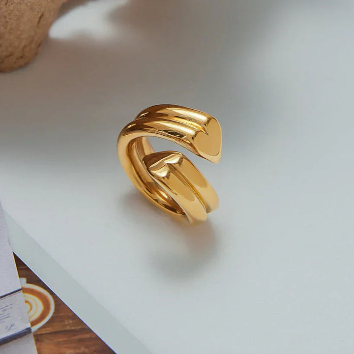 Gold Plated Statement Heart Twist Ring for Women