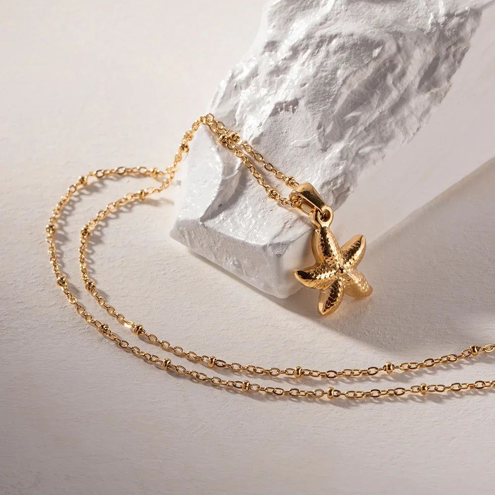 Gold-Tone Starfish Pendant Necklace