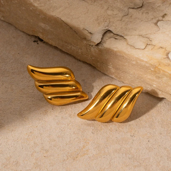 Gold-Plated Contemporary Earrings with Stainless Steel