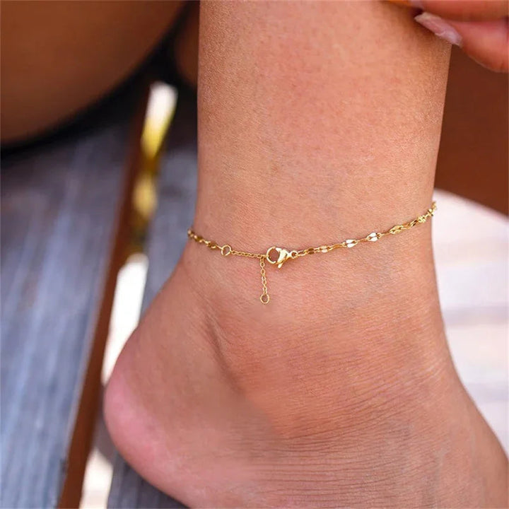 Gold-Plated Disc Chain Anklet for Women