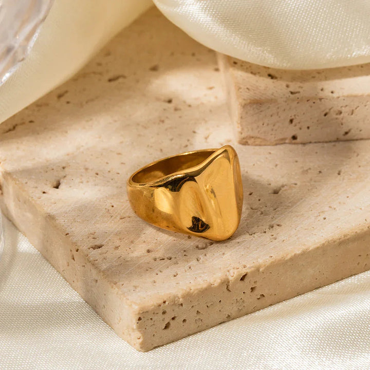 Gold-Plated Statement Ring with Stainless Steel