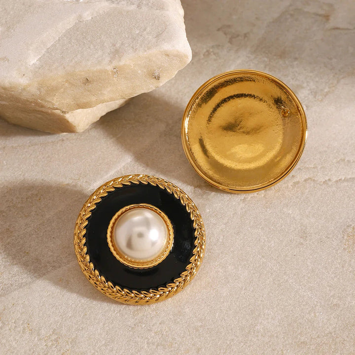 Gold-Plated Faux Pearl Statement Earrings for Women
