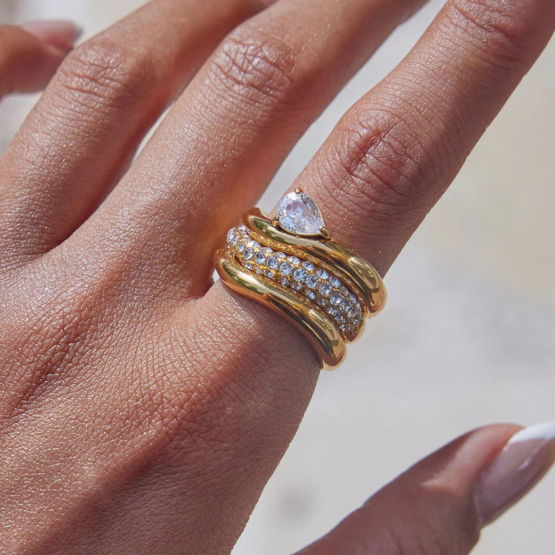 Gold Plated Cubic Zirconia Stackable Ring