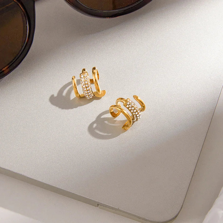 Gold Plated Diamond-Accented Earrings