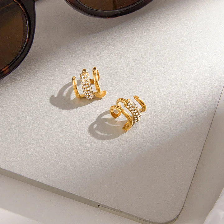 Gold Plated Diamond-Accented Earrings
