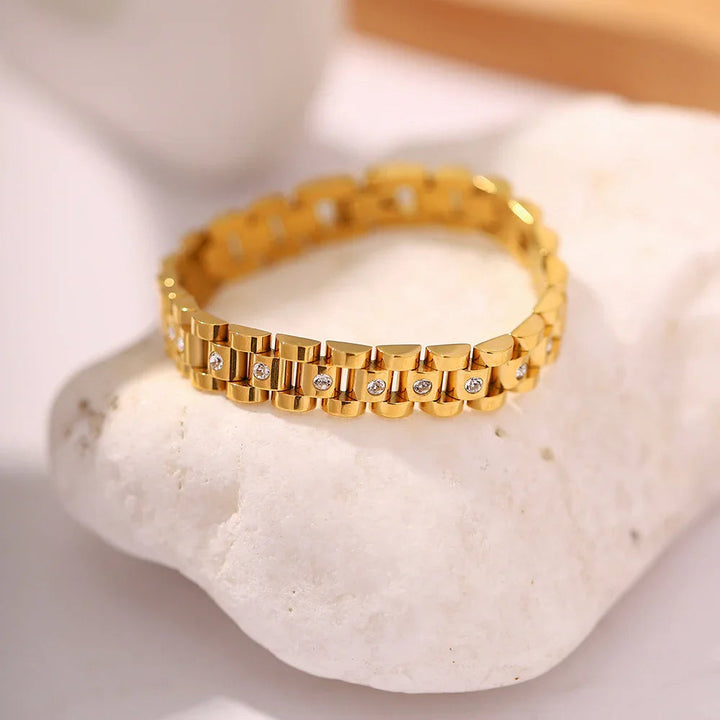 Gold-Plated Link Bracelet with CZ Diamond Simulants