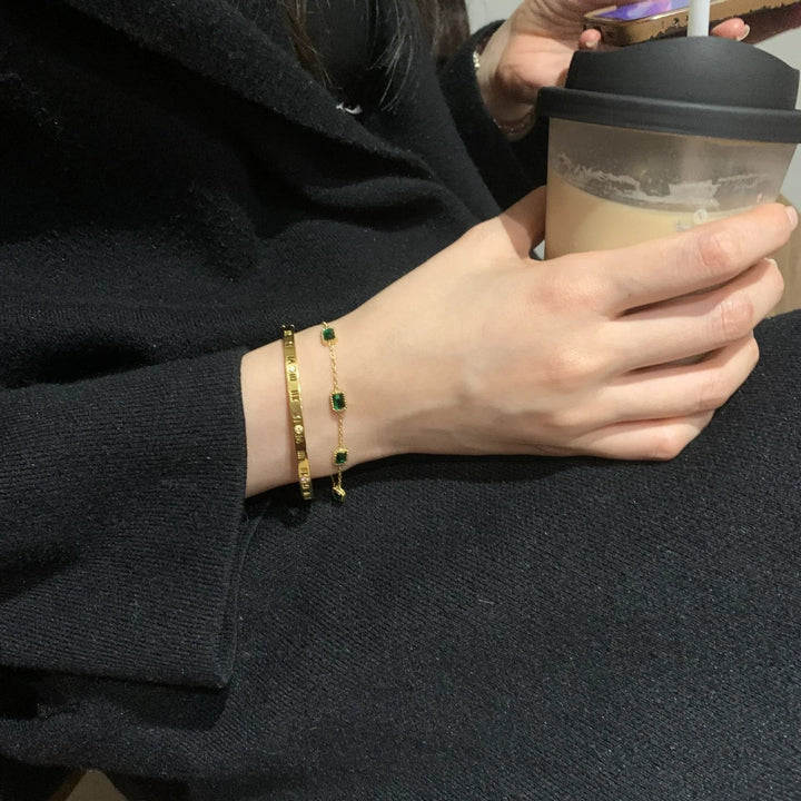 Gold-Plated Bracelet with AAAAA Diamond Simulants