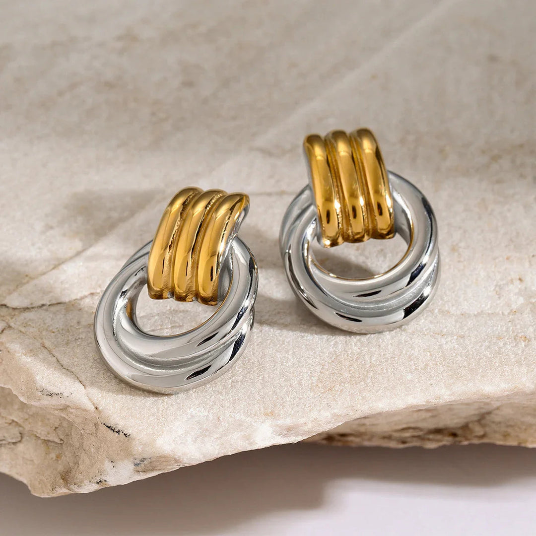 Gold-Plated Layered Hoop Earrings For Women