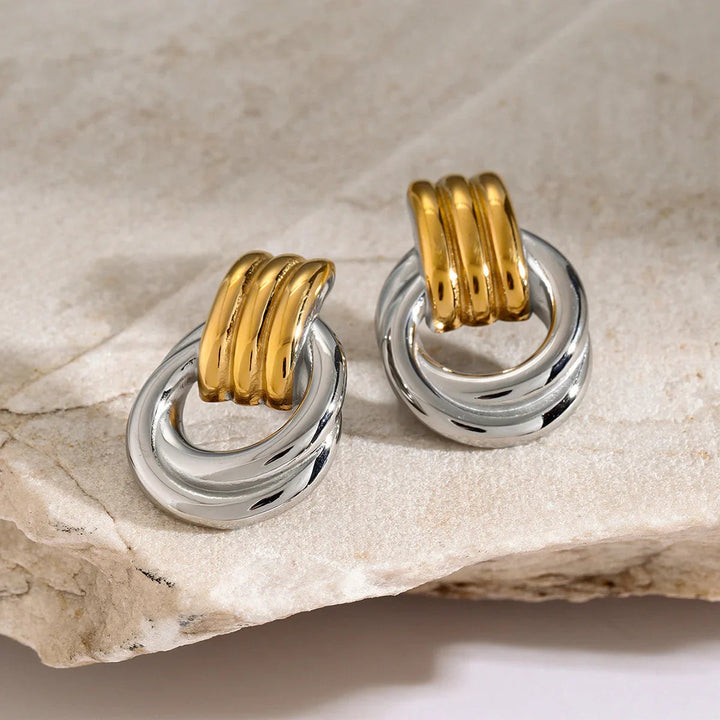 Gold-Plated Layered Hoop Earrings For Women