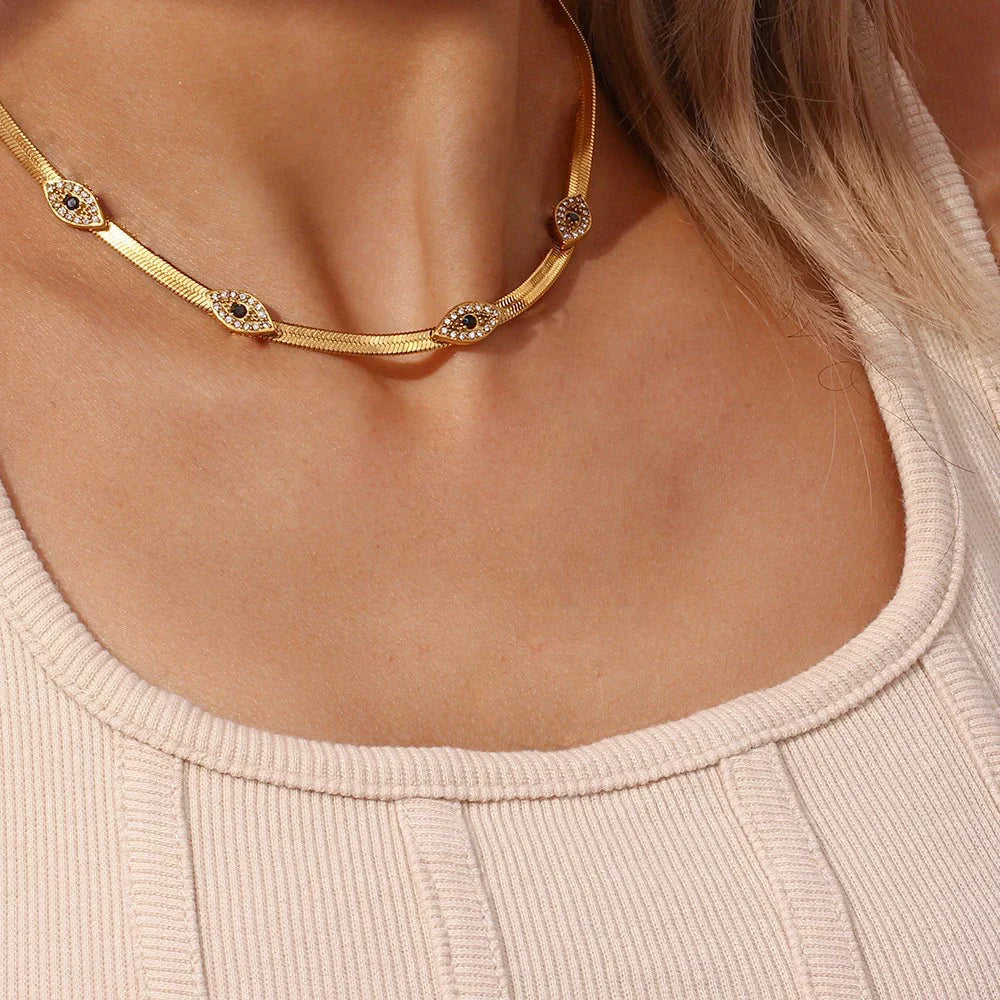Gold-Plated Evil Eye Necklace For Women