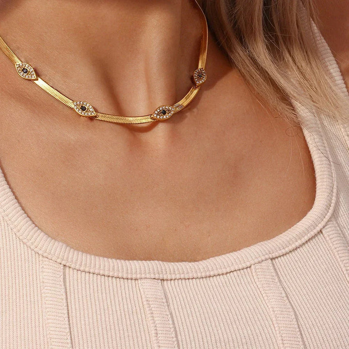 Gold-Plated Evil Eye Necklace For Women