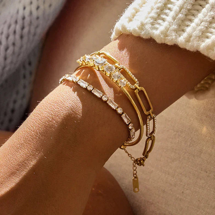 Gold-Plated CZ Essential Bracelet for Women