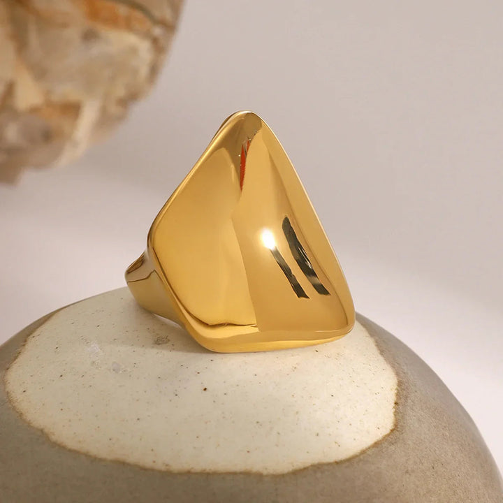 Gold-Plated Geometric Adjustable Ring