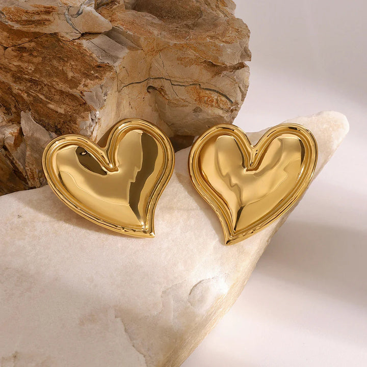 Gold-Plated Heart Drop Earrings for Women
